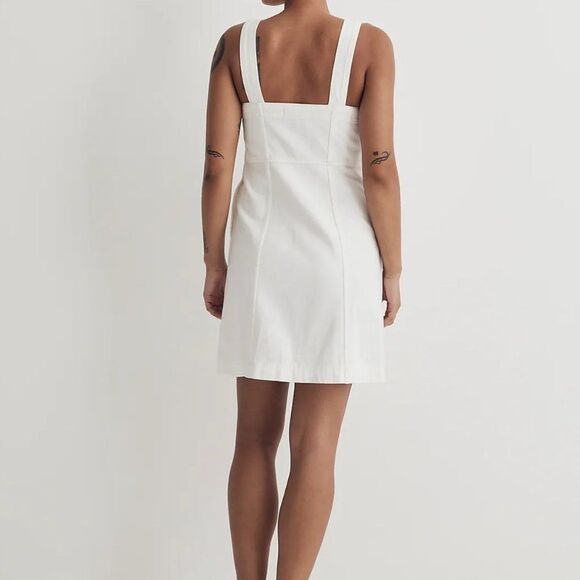 NWT Madewell Square-Neck Sleeveless Denim Mini Dress White 00 - Picture 5 of 10